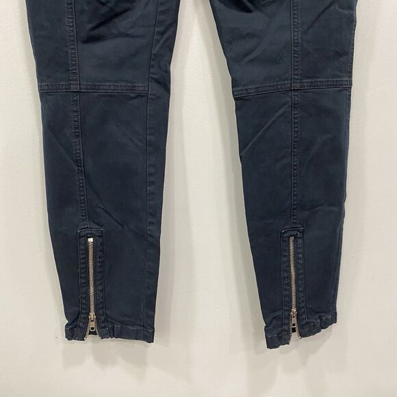 A.L.C 8 Washed Black Quintin Stretch Cotton Front Zip Slim Pants Moto Minimalist - Picture 7 of 16